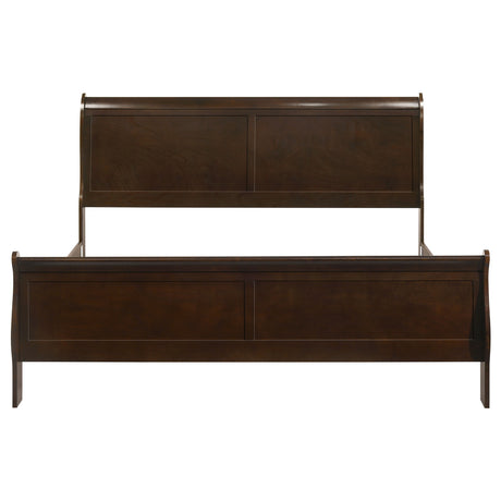 Louis Philippe Cappuccino Wood Eastern King Sleigh Bed