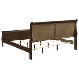 Louis Philippe Cappuccino Wood Eastern King Sleigh Bed