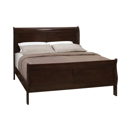 Louis Philippe Cappuccino Wood Eastern King Sleigh Bed