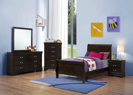 Louis Philippe Cappuccino 5-Piece Twin Bedroom Set