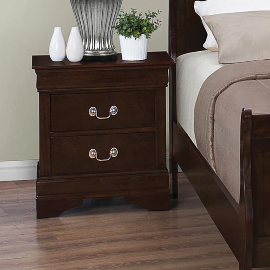 Louis Philippe 2-Drawer Nightstand Cappuccino