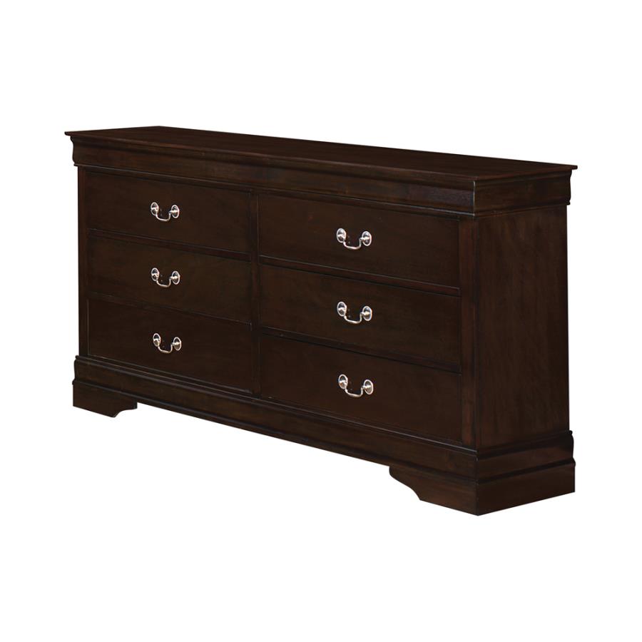 Louis Philippe 6-Drawer Dresser Cappuccino