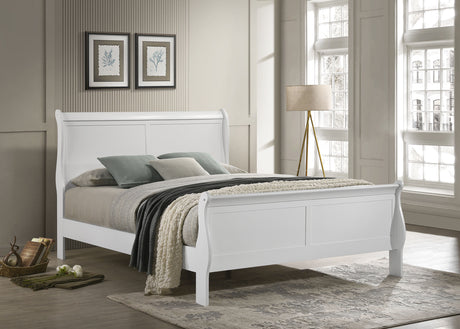 Louis Philippe White 47-Inch Eastern King Sleigh Panel Bed