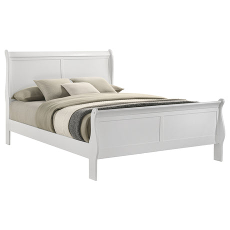Louis Philippe White 47-Inch Eastern King Sleigh Panel Bed