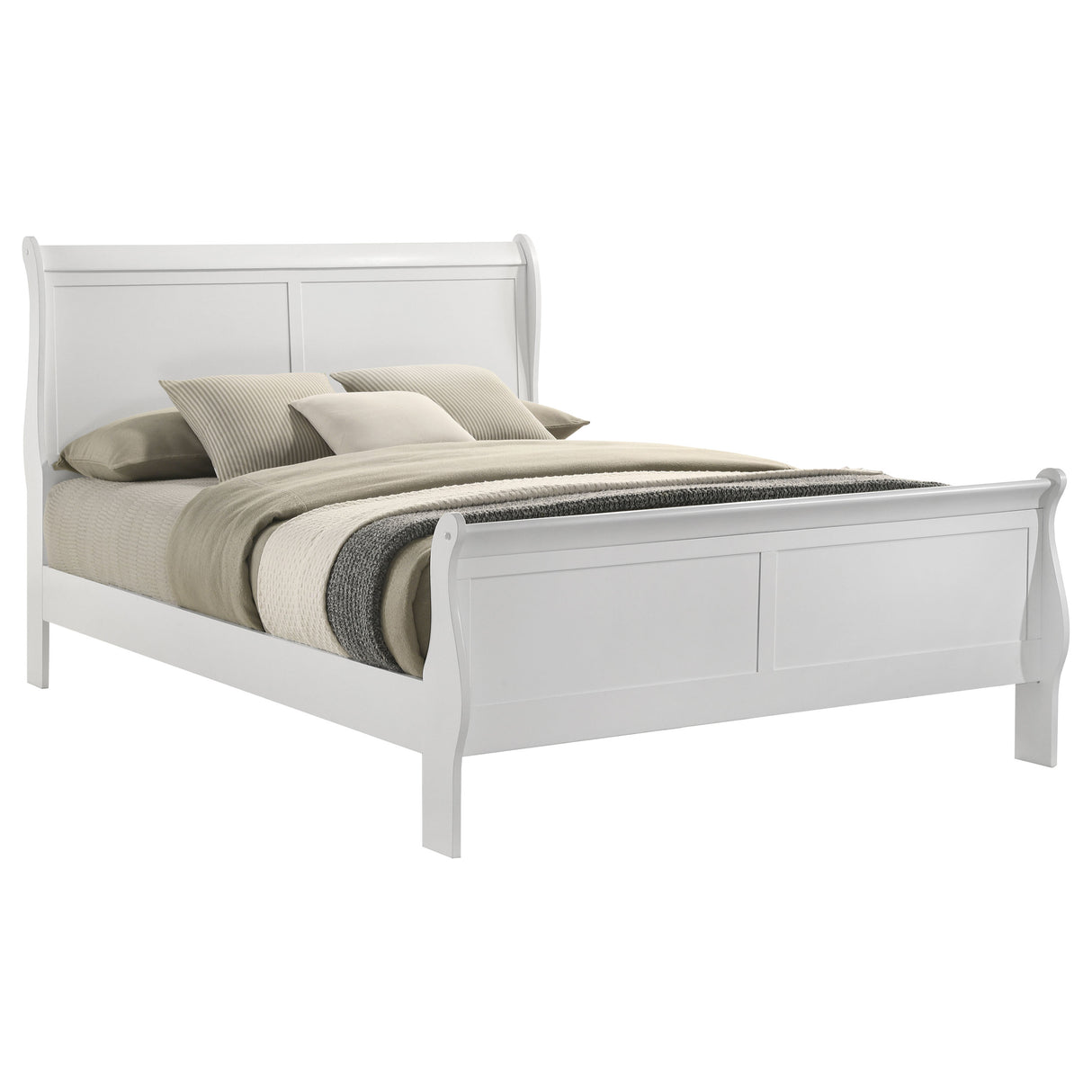 Louis Philippe White 47-Inch Queen Sleigh Panel Bed