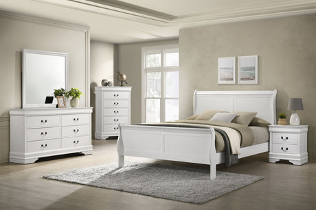 Louis Philippe White 47-Inch Queen Sleigh Panel Bed