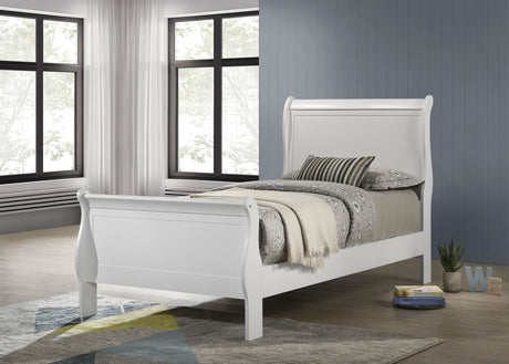 Louis Philippe White 47-Inch Twin Sleigh Panel Bed