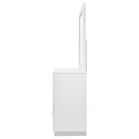 Felicity White High Gloss 6-Drawer Wood Dresser With Mirror