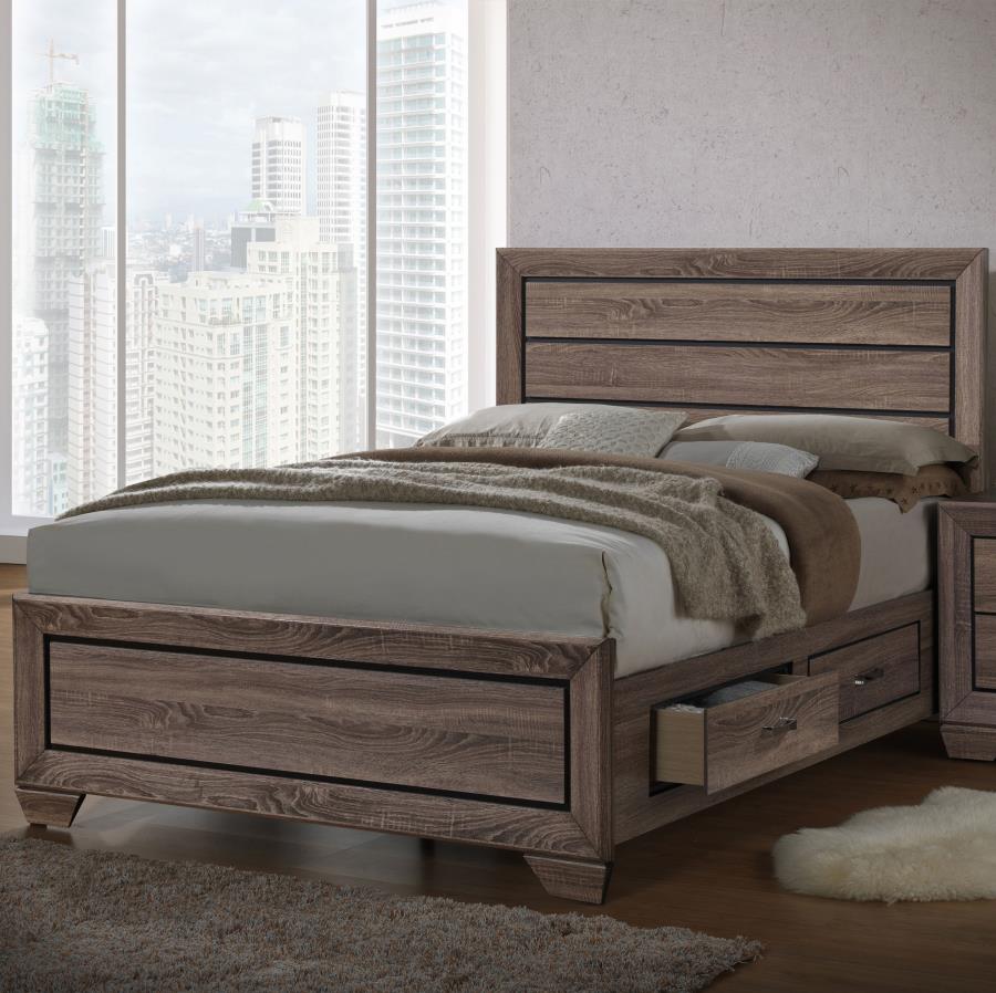 Kauffman Queen Storage Bed Washed Taupe