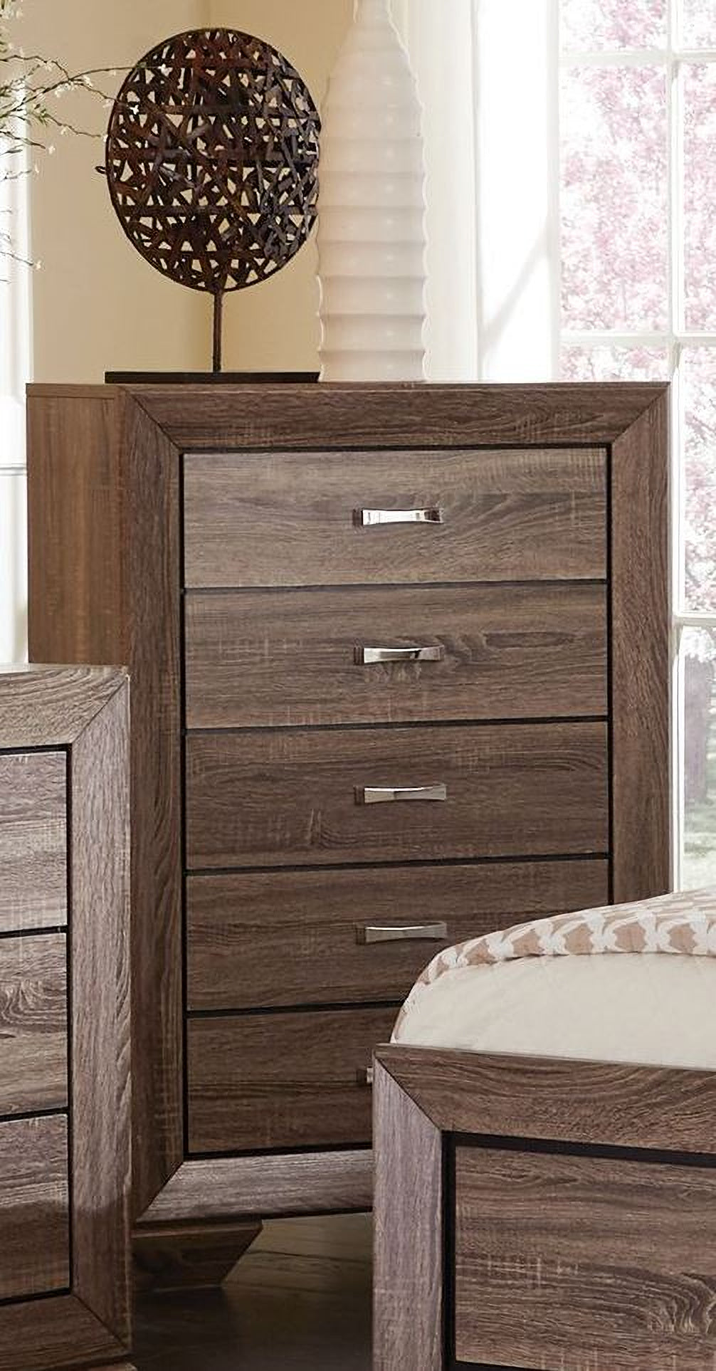 Kauffman Washed Taupe Panel Storage Bedroom Set