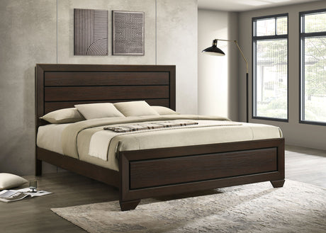 Kauffman Dark Cocoa Wood Eastern King Panel Bed
