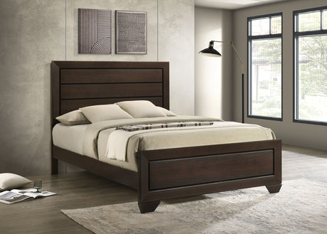 Kauffman Dark Cocoa Wood Queen Panel Bed