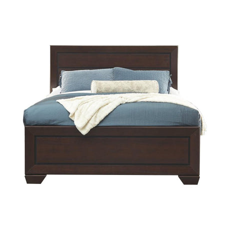 Kauffman Dark Cocoa Wood Queen Panel Bed