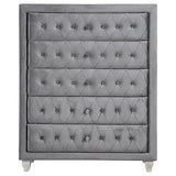 5-Piece Upholstered Tufted Bedroom Set Grey King