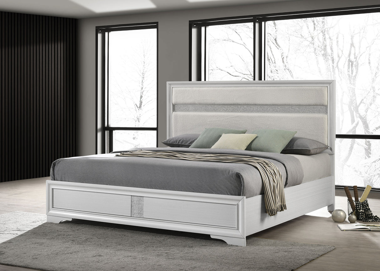 Miranda White 55-Inch Upholstered Eastern King Panel Bed