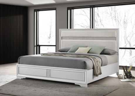 Miranda White 55-Inch Upholstered Eastern King Panel Bed