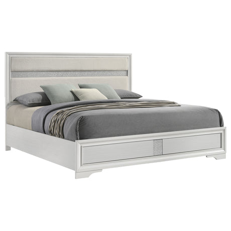 Miranda White 55-Inch Upholstered Eastern King Panel Bed
