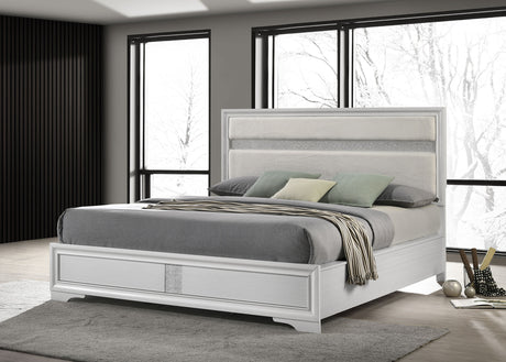 Miranda White 55-Inch Upholstered California King Panel Bed