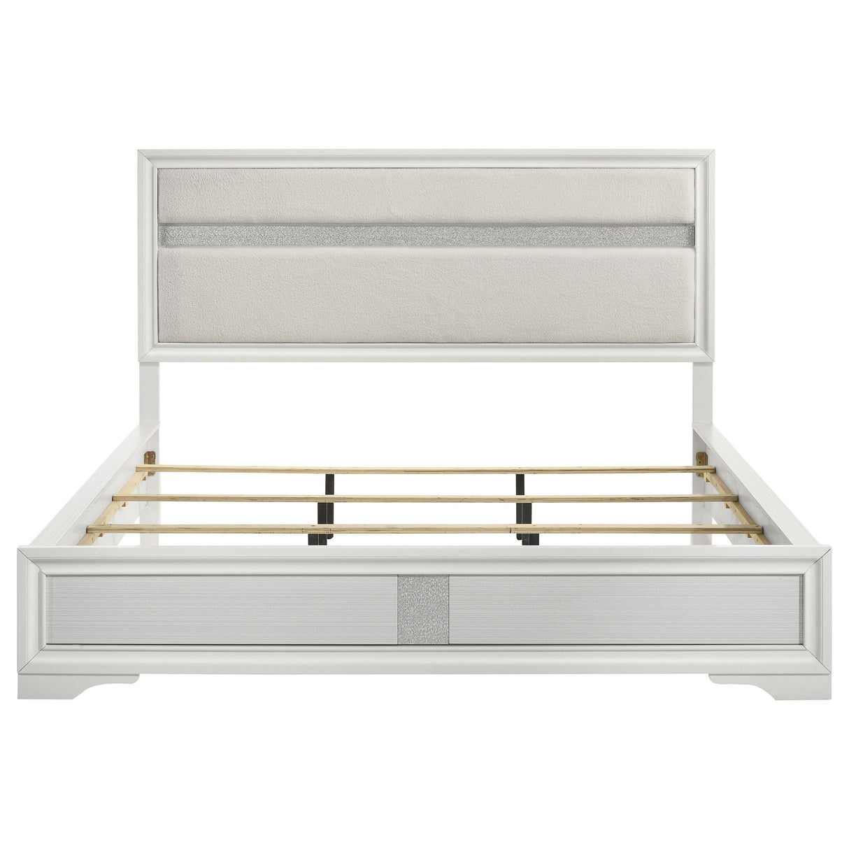 Miranda White 55-Inch Upholstered California King Panel Bed