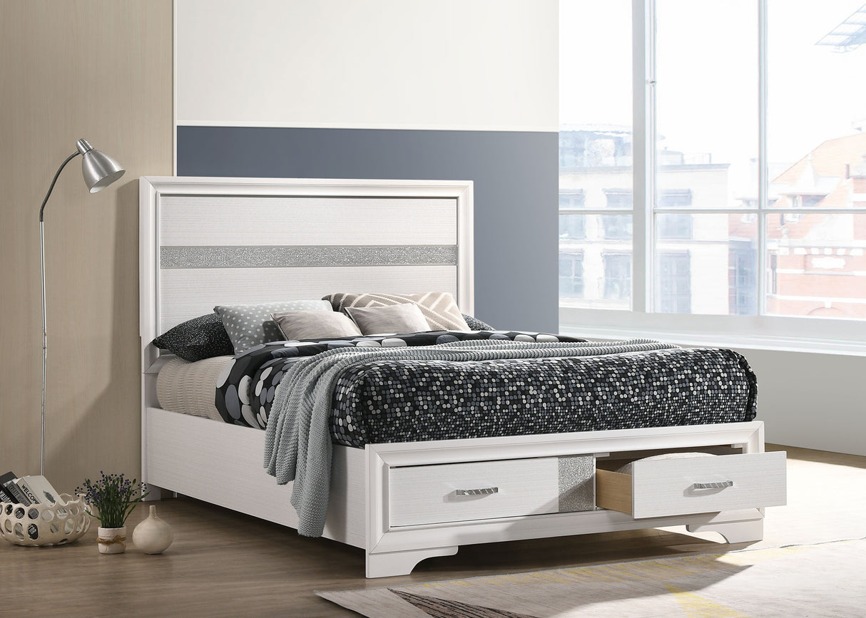 Miranda White 51-Inch Wood Full Storage Panel Bed