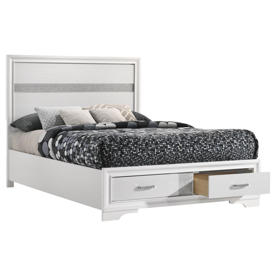 Miranda White 51-Inch Wood Full Storage Panel Bed