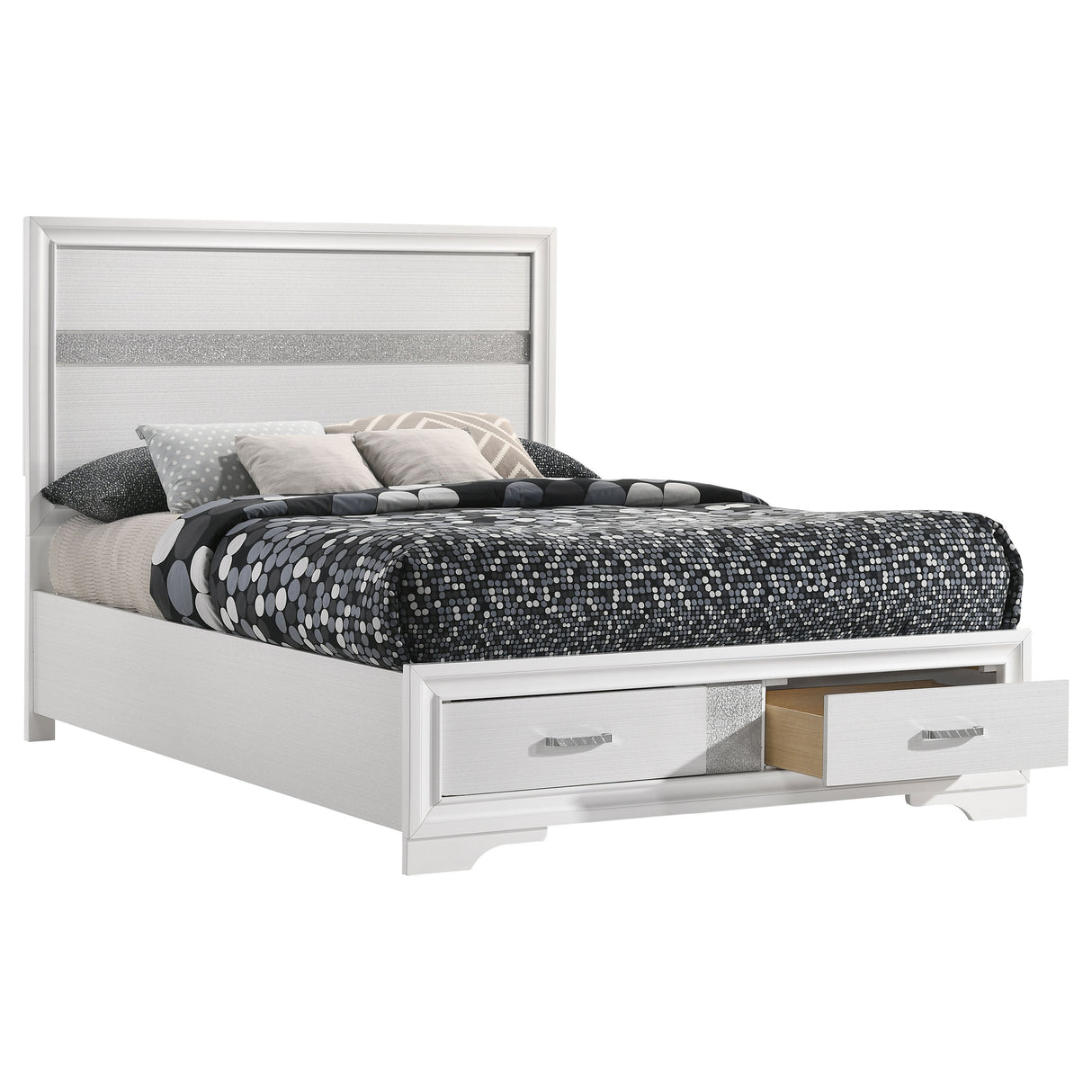 Miranda White 51-Inch Wood Full Storage Panel Bed