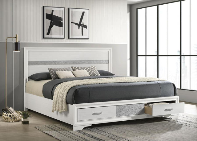Miranda White 51-Inch Wood California King Storage Panel Bed