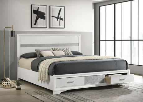 Miranda White 51-Inch Wood California King Storage Panel Bed