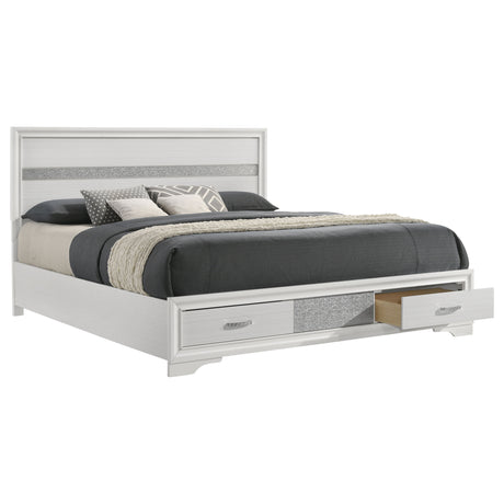 Miranda White 51-Inch Wood California King Storage Panel Bed