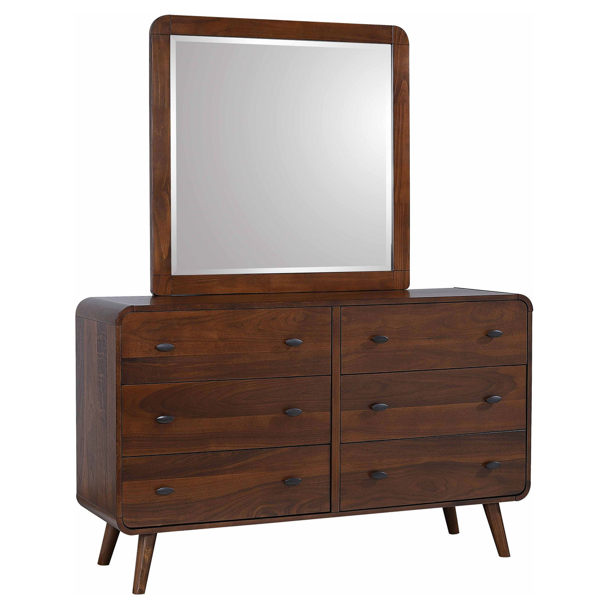 Robyn Dark Walnut 6-Drawer Dresser With Mirror