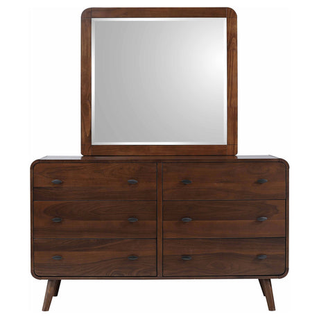 Robyn Dark Walnut 6-Drawer Dresser With Mirror