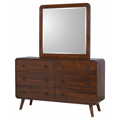 Robyn Dark Walnut 6-Drawer Dresser With Mirror