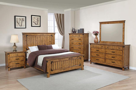 Brenner Panel  Rustic Honey Bedroom Set