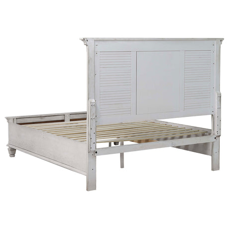 Franco Distressed White Wood Eastern King Storage Panel Bed
