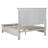 Franco Distressed White Wood Queen Storage Panel Bed
