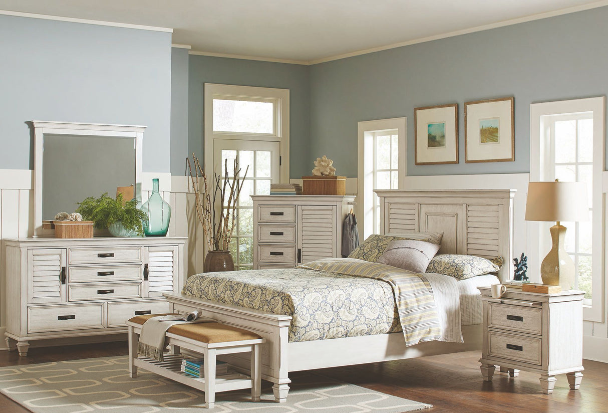 Liza Antique White Panel Bedroom Set