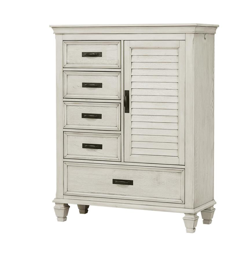 Franco 5-Drawer Door Chest Antique White