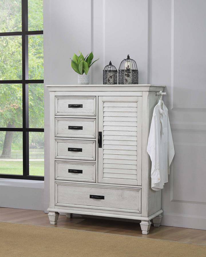 Franco 5-Drawer Door Chest Antique White
