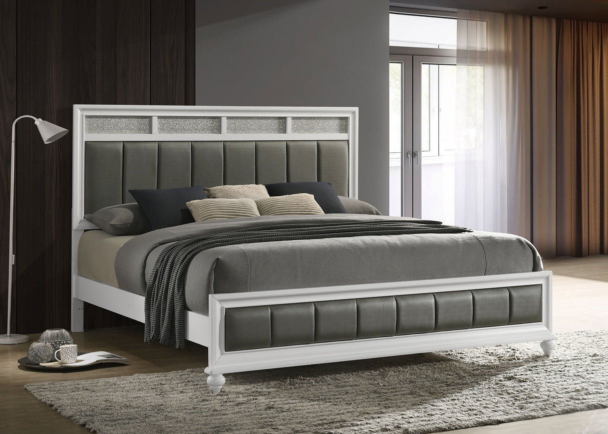 Barzini White Wood Eastern King Panel Bed