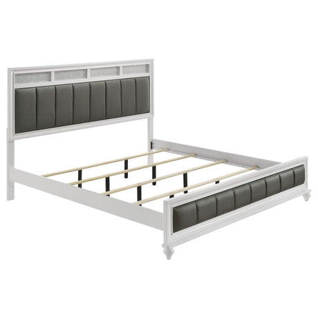 Barzini White Wood Eastern King Panel Bed