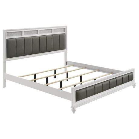 Barzini White Wood Eastern King Panel Bed