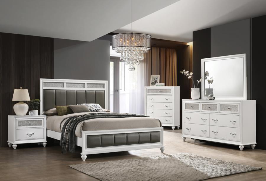 Barzini 4-Piece California King Panel Bedroom Set White