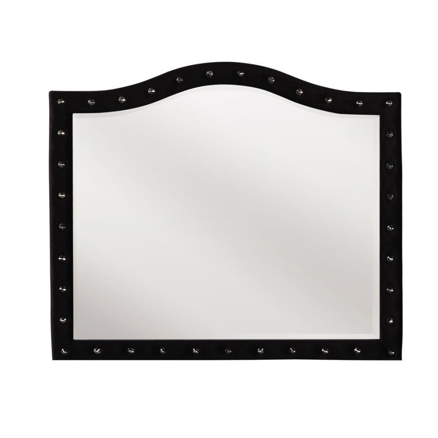 Deanna Button Tufted Mirror Black
