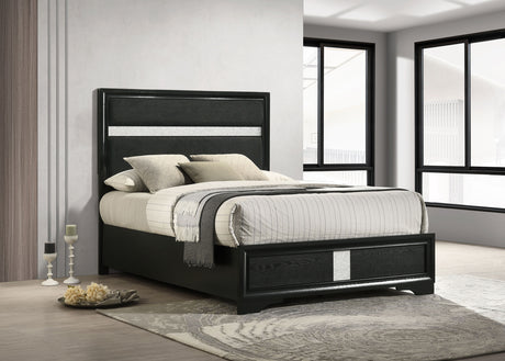 Miranda Black 55-Inch Upholstered Full Panel Bed