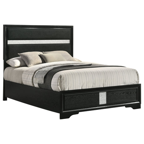 Miranda Black 55-Inch Upholstered Full Panel Bed