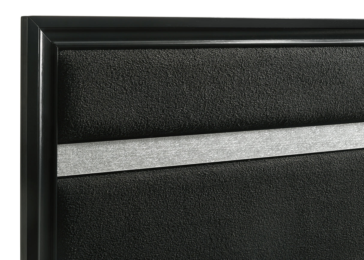 Miranda Black 55-Inch Upholstered Eastern King Panel Bed