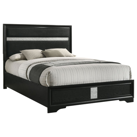 Miranda Black 55-Inch Upholstered California King Panel Bed