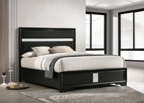 Miranda Black 55-Inch Upholstered Queen Panel Bed