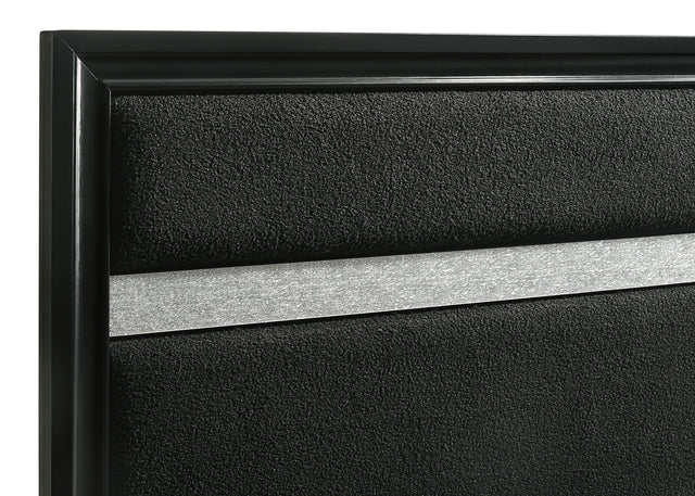 Miranda Black 55-Inch Upholstered Queen Panel Bed