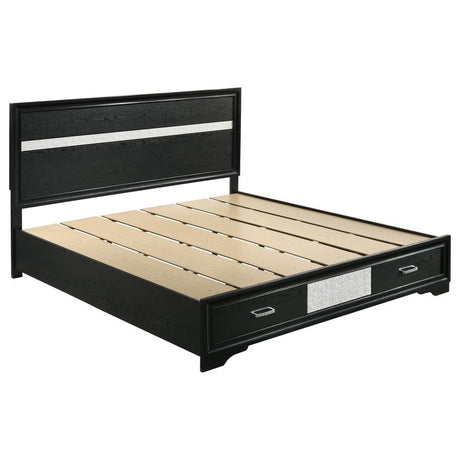 Miranda Black 51-Inch Wood Eastern King Storage Panel Bed